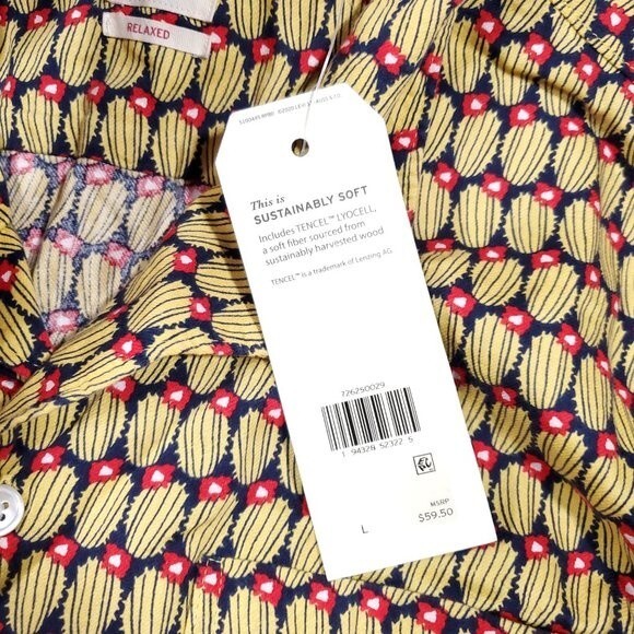 Levi's Cubano Short Sleeve Button Front Shirt All Over Cactus Print Yellow Large - Picture 6 of 11